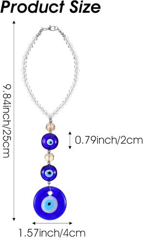Evil Eye Car Charm Hanging Ornament,Evil Eye Decor Rearview Mirror Hanging Accessories for Rear View Mirror Window Door Decorative Christmas Accessories Gifts (Blue,Round Shape) in Saudi Arabia