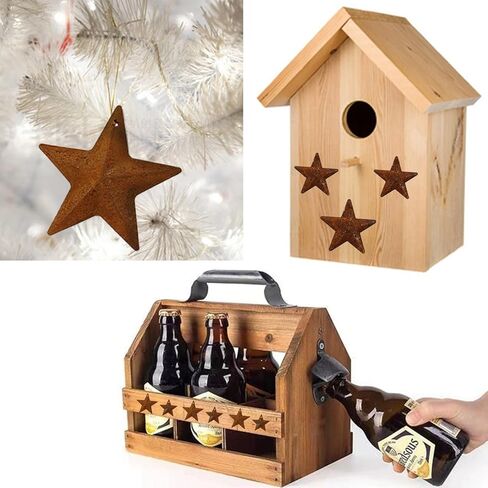 33PCS 3 Sizes Metal Rusty Barn Star 1 Inch 1.5 Inch 2 Inch Mini Hanging Star Antique Primitives Rustic Country Tin Steel Stars Accents for DIY Crafts Vintage Farmhouse Home Door Wall Decor in Kuwait