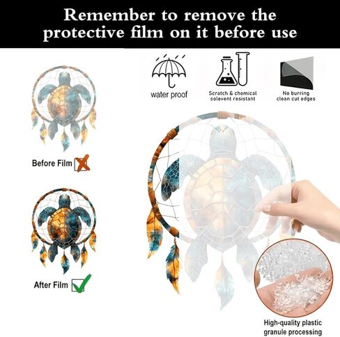 1PC Turtle Dreamcatcher Colorful Acrylic Suncatcher Hanging, 7.08 inch Window Decor with Printed Stained Glass Style Design, Rainbow Maker Wall Art, Gift Idea & Garden Ornament Indoor Outdoor Use in Saudi Arabia
