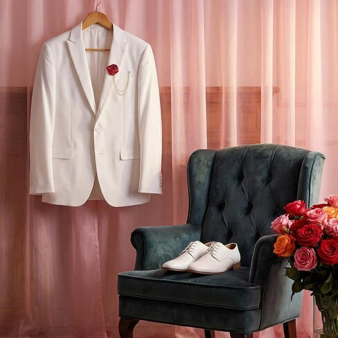 Brooch Lapel Pin for Men, 4 PCS Lapel Flowers with Chain for Men Suits, Multicolor Rose Handmade Satin Flower Lapels Pin with Hanging Chain Vintage Groom Wedding Brooch for Men's Suit Wedding Party in Kuwait