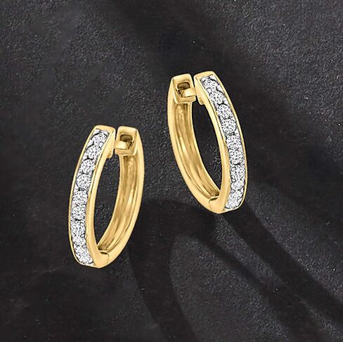 Ross-Simons Diamond Huggie Hoops Earring in 14kt Gold in Saudi Arabia