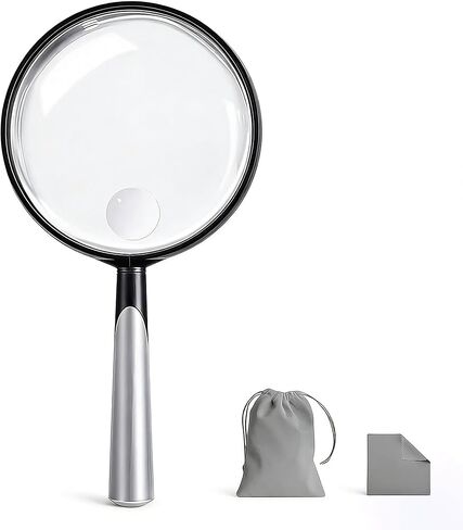 10X 30X Handheld Magnifying Glass for Reading - 110mm Diameter, PMMA Lens, Lightweight ABS Frame, Large Magnifier for Kids Seniors,Suitable for Close Work Hobbies and Science in Kuwait