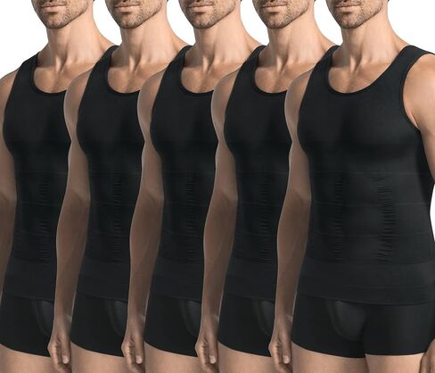 Mens 3 Pack Body Shaper Slimming Tummy Vest Thermal Compression Shirt Tank Top Shapewear in Saudi Arabia