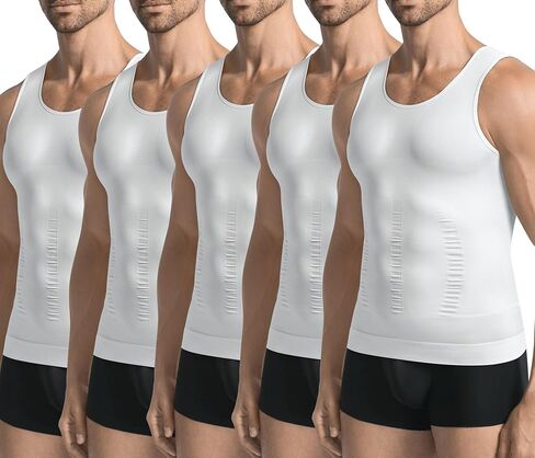 Mens 3 Pack Body Shaper Slimming Tummy Vest Thermal Compression Shirt Tank Top Shapewear in Saudi Arabia