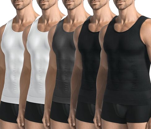 Mens 3 Pack Body Shaper Slimming Tummy Vest Thermal Compression Shirt Tank Top Shapewear in Saudi Arabia