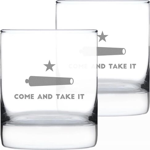 Come and Take It Texas Flag Whiskey Rocks Glass Gift for Men & Women - 10.25 oz Glassware - Barware Decor for Texans in Saudi Arabia