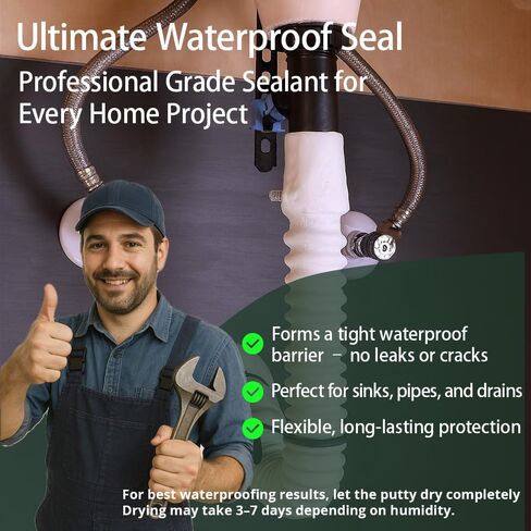 3 عبوات من معجون السباكين وختم القناة - معجون مانع للتسرب مقاوم للماء شديد التحمل لتصريف الحوض، ووصلات الحوض والأنابيب، وقنوات التدفئة والتهوية وتكييف الهواء، وحشو فتحات الجدار وحل الإصلاح السريع in Kuwait