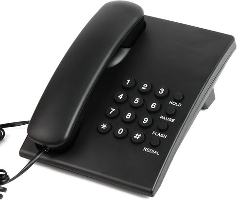 Telephone Landline Phone, Simple Business Office Phone, Corded Landline Phones for Home/Office/Hotel, Black House Phones Use for Wall or Desk with Adjustable Ringer Volume in Kuwait