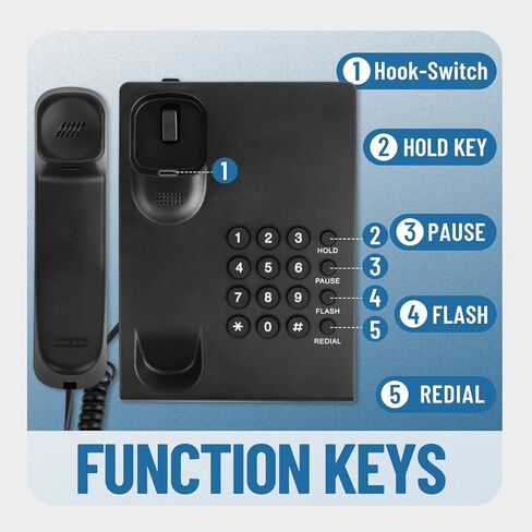 Telephone Landline Phone, Simple Business Office Phone, Corded Landline Phones for Home/Office/Hotel, Black House Phones Use for Wall or Desk with Adjustable Ringer Volume in Kuwait