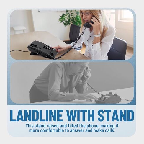 Telephone Landline Phone, Simple Business Office Phone, Corded Landline Phones for Home/Office/Hotel, Black House Phones Use for Wall or Desk with Adjustable Ringer Volume in Kuwait