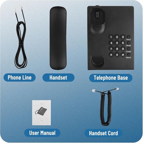 Telephone Landline Phone, Simple Business Office Phone, Corded Landline Phones for Home/Office/Hotel, Black House Phones Use for Wall or Desk with Adjustable Ringer Volume in Kuwait