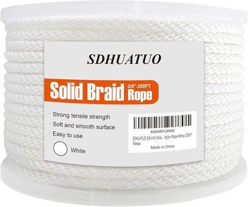 SDHUATUO 5/16 Inch Nylon Solid Braided Rope, 200FT Polyester Cord 1760 lbs, UV Resistant & Wearproof, Soft Flexible Rope for Swings, Camping Tent, Flagpole, Outdoor Twine, Dog Leashes (White) in Saudi Arabia