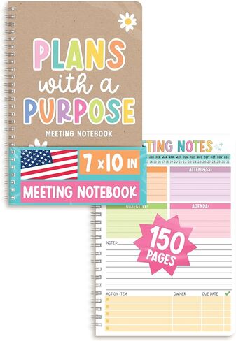 Meeting Notebook For Work Organization - Work Meeting Notebook for Women, Notebooks for Note Taking, Project Planning Notebooks, Note Books for Workers, Business Organizer Planner in Saudi Arabia