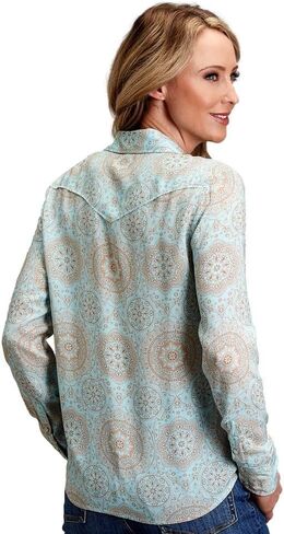 Stetson Western Shirt Womens L/S Medallion XL Aqua 11-050-0590-2014 BU in Saudi Arabia