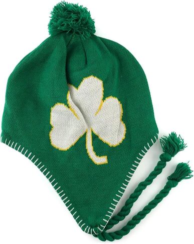 Armycrew Irish Jacquard Knit Aviator Pom Ski Winter Beanie Hat with Braids in Saudi Arabia