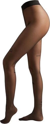 CALZEDONIA Woman's Positive Vibes Writing Sheer Tights in Kuwait