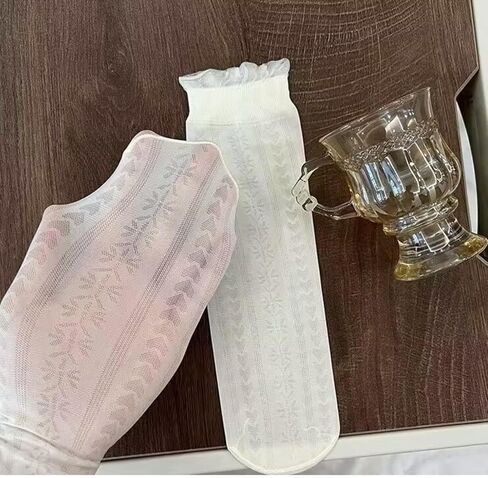 Womens Lace Sheer Socks Girls Ultra Thin Clear Stocking Socks Transparent See Through Sock in Saudi Arabia
