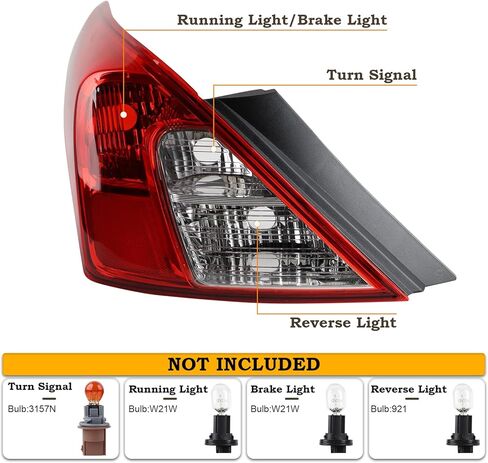 LH USA Type W/Side Light Tail Light Assembly Fit for 2012-2019 Nissan Versa Sedan Rear Lamp Left Driver Side Rear Lights W/O Bulbs 265553AN0A NI2800194 in Saudi Arabia