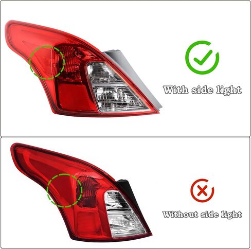 LH USA Type W/Side Light Tail Light Assembly Fit for 2012-2019 Nissan Versa Sedan Rear Lamp Left Driver Side Rear Lights W/O Bulbs 265553AN0A NI2800194 in Saudi Arabia