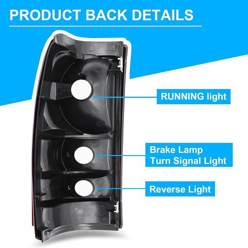 Tail Light Fit for 1999-2006 GMC Sierra, for 1999-2002 Chevy Silverado 1500 1500HD 2500 2500HD 3500,Taillight Rear Light Brake Lamp Replacment Driver Passenger Side(Black Edge,w/o Bulb&Wiring Harness) in Kuwait