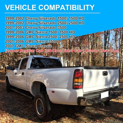 Tail Light Fit for 1999-2006 GMC Sierra, for 1999-2002 Chevy Silverado 1500 1500HD 2500 2500HD 3500,Taillight Rear Light Brake Lamp Replacment Driver Passenger Side(Black Edge,w/o Bulb&Wiring Harness) in Kuwait