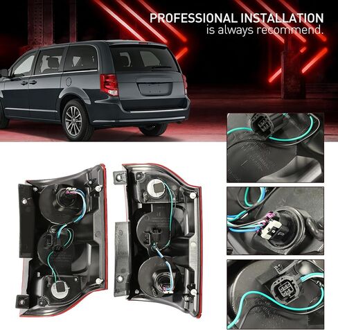 Tail Lights Pair Compatible with 2011-2020 Dodge Grand Caravan LH&RH W/Bulbs Rear Lamp Taillight Red Lens Plastic Replacement for 05182535AF 05182534AF CH2800199 CH2801199 in Saudi Arabia