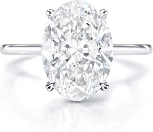 3.5 قيراط خواتم خطوبة مويسانيتي بيضاوية ممدودة للنساء مصنوعة يدويًا خاتم زفاف سوليتير هالة مخفية فضية 10k 14k 18k هدايا الذكرى السنوية الذهبية الصلبة لها in Kuwait