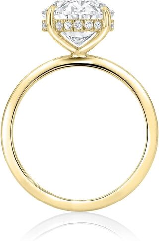 3.5 قيراط خواتم خطوبة مويسانيتي بيضاوية ممدودة للنساء مصنوعة يدويًا خاتم زفاف سوليتير هالة مخفية فضية 10k 14k 18k هدايا الذكرى السنوية الذهبية الصلبة لها in Kuwait