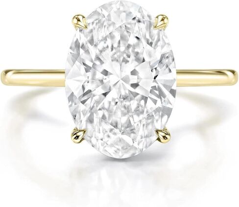 3.5 قيراط خواتم خطوبة مويسانيتي بيضاوية ممدودة للنساء مصنوعة يدويًا خاتم زفاف سوليتير هالة مخفية فضية 10k 14k 18k هدايا الذكرى السنوية الذهبية الصلبة لها in Kuwait