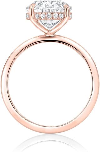 3.5 قيراط خواتم خطوبة مويسانيتي بيضاوية ممدودة للنساء مصنوعة يدويًا خاتم زفاف سوليتير هالة مخفية فضية 10k 14k 18k هدايا الذكرى السنوية الذهبية الصلبة لها in Kuwait