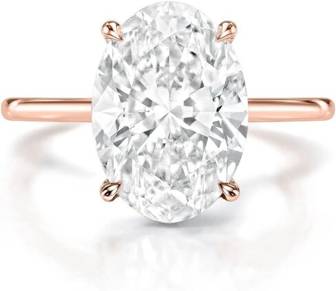 3.5 قيراط خواتم خطوبة مويسانيتي بيضاوية ممدودة للنساء مصنوعة يدويًا خاتم زفاف سوليتير هالة مخفية فضية 10k 14k 18k هدايا الذكرى السنوية الذهبية الصلبة لها in Kuwait