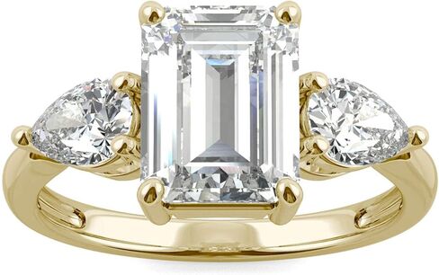 Charles & Colvard 14K Yellow Gold Moissanite 9x7mm Emerald Engagement Ring, 3.38cttw DEW in Kuwait