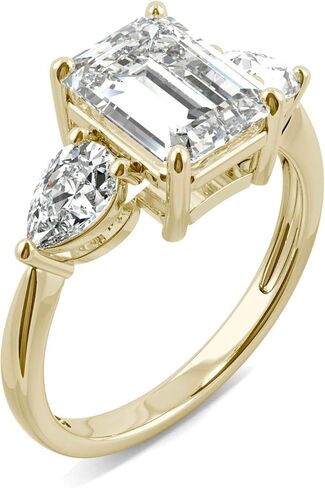 Charles & Colvard 14K Yellow Gold Moissanite 9x7mm Emerald Engagement Ring, 3.38cttw DEW in Kuwait