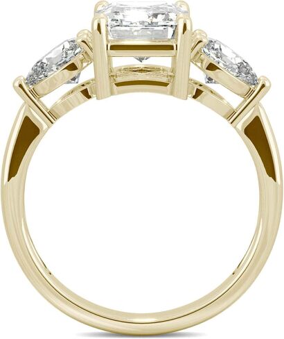 Charles & Colvard 14K Yellow Gold Moissanite 9x7mm Emerald Engagement Ring, 3.38cttw DEW in Kuwait