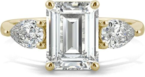 Charles & Colvard 14K Yellow Gold Moissanite 9x7mm Emerald Engagement Ring, 3.38cttw DEW in Kuwait