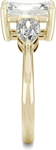 Charles & Colvard 14K Yellow Gold Moissanite 9x7mm Emerald Engagement Ring, 3.38cttw DEW in Kuwait