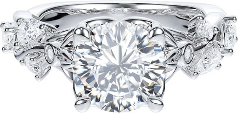 THELANDA Sterling Silver Genuine Moissanite Round Cut Engagement Ring 2.0 CT Center Nature Inspired Twisted Vine Floral Design Bridal Promise Ring for Women in Saudi Arabia