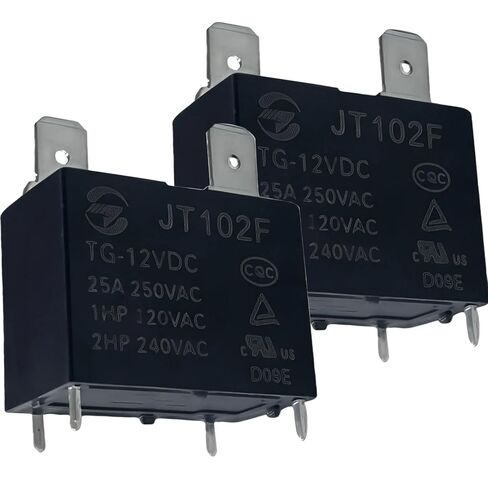 2PCS JT102F TG-12VDC-25A Relay, SPST-NO 4-Pin PCB Mount, 25A 250VAC / 2HP@240VAC, 30.51623.5 mm, Dust-Protected, RoHS in Kuwait