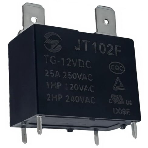 2PCS JT102F TG-12VDC-25A Relay, SPST-NO 4-Pin PCB Mount, 25A 250VAC / 2HP@240VAC, 30.51623.5 mm, Dust-Protected, RoHS in Kuwait