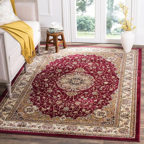 SAFAVIEH Lyndhurst Collection Area Rug - 5'3" x 7'6", Red & Ivory, Traditional Oriental Design, Non-Shedding & Easy Care, Ideal for High Traffic Areas in Living Room, Bedroom (LNH329C) in Saudi Arabia