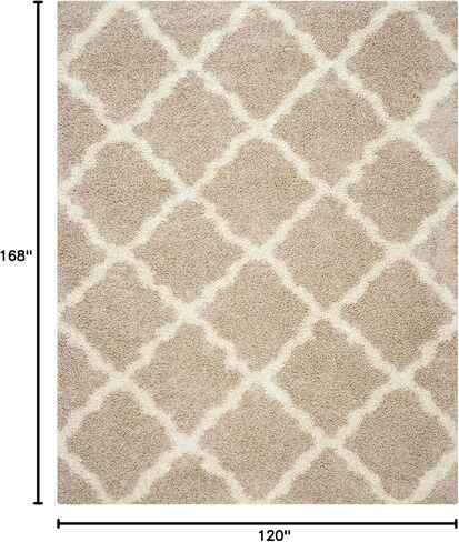 SAFAVIEH Dallas Shag Collection Area Rug - 10' x 14', Beige & Ivory, Trellis Design, Non-Shedding & Easy Care, 1.5-inch Thick Ideal for High Traffic Areas in Living Room, Bedroom (SGD257D) in Saudi Arabia