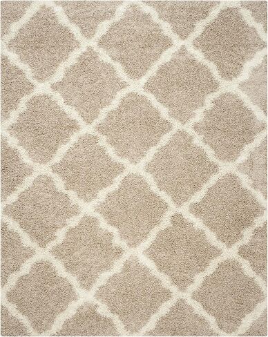 SAFAVIEH Dallas Shag Collection Area Rug - 10' x 14', Beige & Ivory, Trellis Design, Non-Shedding & Easy Care, 1.5-inch Thick Ideal for High Traffic Areas in Living Room, Bedroom (SGD257D) in Saudi Arabia