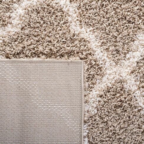 SAFAVIEH Dallas Shag Collection Area Rug - 10' x 14', Beige & Ivory, Trellis Design, Non-Shedding & Easy Care, 1.5-inch Thick Ideal for High Traffic Areas in Living Room, Bedroom (SGD257D) in Saudi Arabia