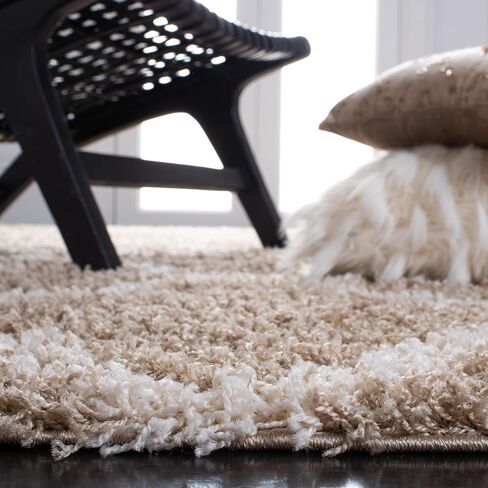 SAFAVIEH Dallas Shag Collection Area Rug - 10' x 14', Beige & Ivory, Trellis Design, Non-Shedding & Easy Care, 1.5-inch Thick Ideal for High Traffic Areas in Living Room, Bedroom (SGD257D) in Saudi Arabia