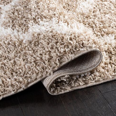 SAFAVIEH Dallas Shag Collection Area Rug - 10' x 14', Beige & Ivory, Trellis Design, Non-Shedding & Easy Care, 1.5-inch Thick Ideal for High Traffic Areas in Living Room, Bedroom (SGD257D) in Saudi Arabia