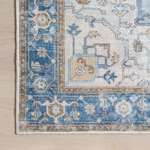 Rugs USA Amaryllis Medallion Machine Washable Area Rug, 10x14, Dark Blue in Saudi Arabia