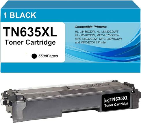 TN635XXL BCMY Super High Yield Toner Cartridge Compatible for HL-L8430CDW, HL-L8430CDWT, HL-L8570CDW, MFC-L8930CDW, MFC-L8970CDW, and MFC-EX575 Printer, 4 Pack in Kuwait