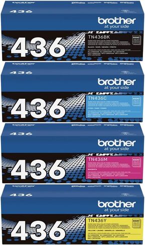 Brother Genuine TN436BK, TN436C, TN436M, TN436Y High Yield Laser Toner Cartridge 4 Pack, Up to 6,500 Pages Each, for HL-L8360CDW, HL-L8360CDWT, HL-L9310CDW, MFC-L8895CDW, MFC-L8900CDW, MFC-L9570CDW in Saudi Arabia