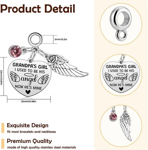 Grandpa Memorial Gifts Dangle Charm Beads Sympathy Gift for Loss of Grandfather Memorial Bereavement Gift for Loss of Grandpa Grandfather Charm for Bracelets Necklace Grieving Sympathy Gifts in Saudi Arabia
