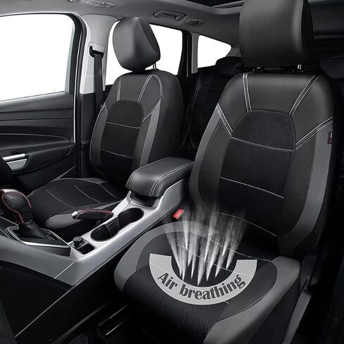 أغطية مقاعد السيارة مجموعة كاملة لسيارة Toyota Prius C 2012-2019، جلد PU وبطانة مريحة، أغطية مقاعد أمامية وخلفية مقاومة للماء والاهتراء، رمادي in Kuwait